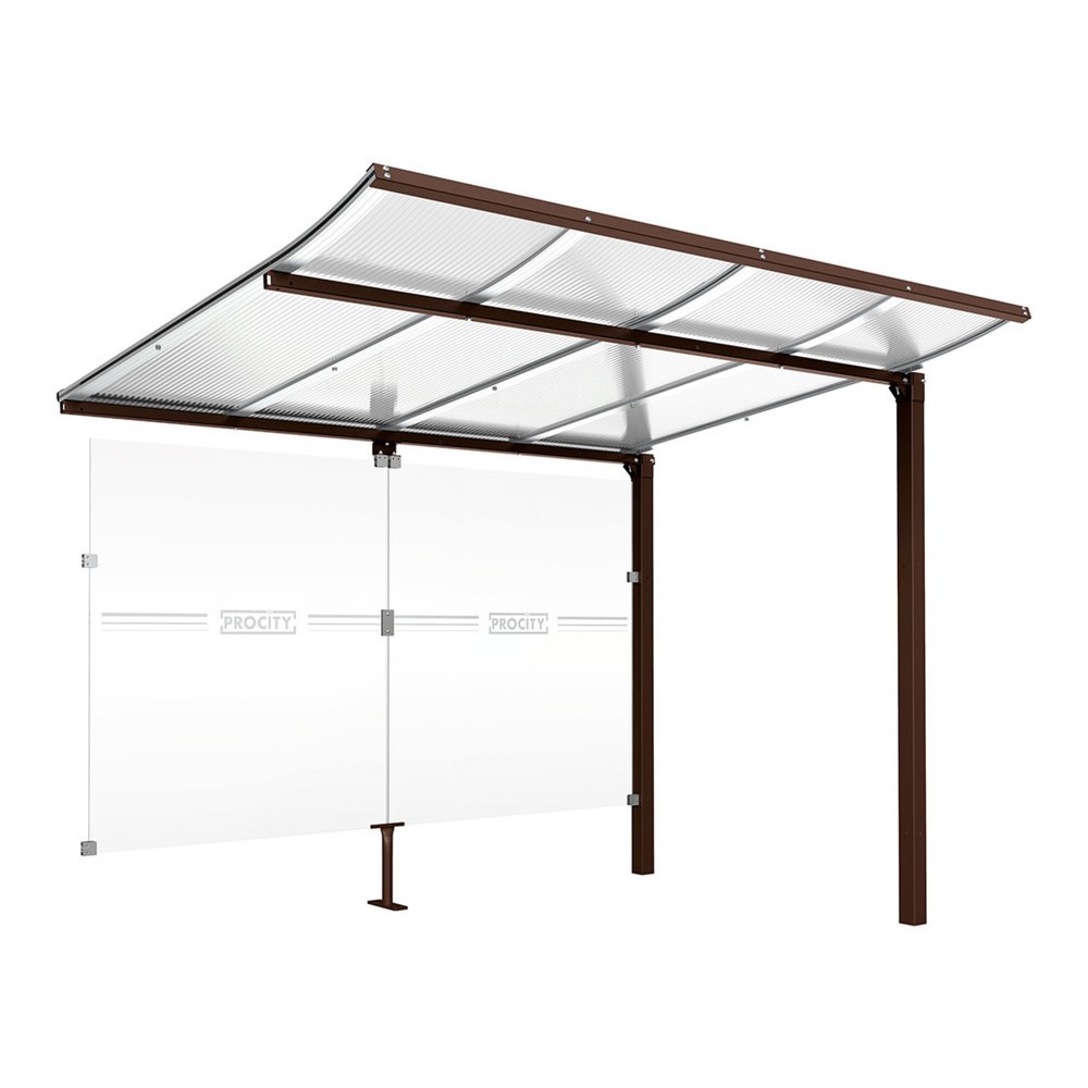 Produktabbildung: PROCITY® Fahrradüberdachung Modulo, All-In-One, Erweiterung, mit Rückwand, braun