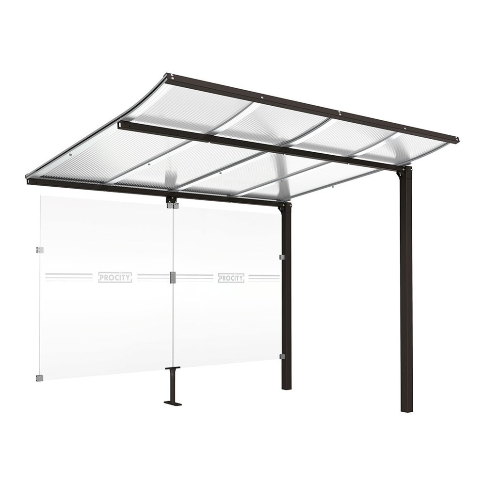 Produktabbildung: PROCITY® Fahrradüberdachung Modulo, All-In-One, Erweiterung, mit Rückwand, schwarz