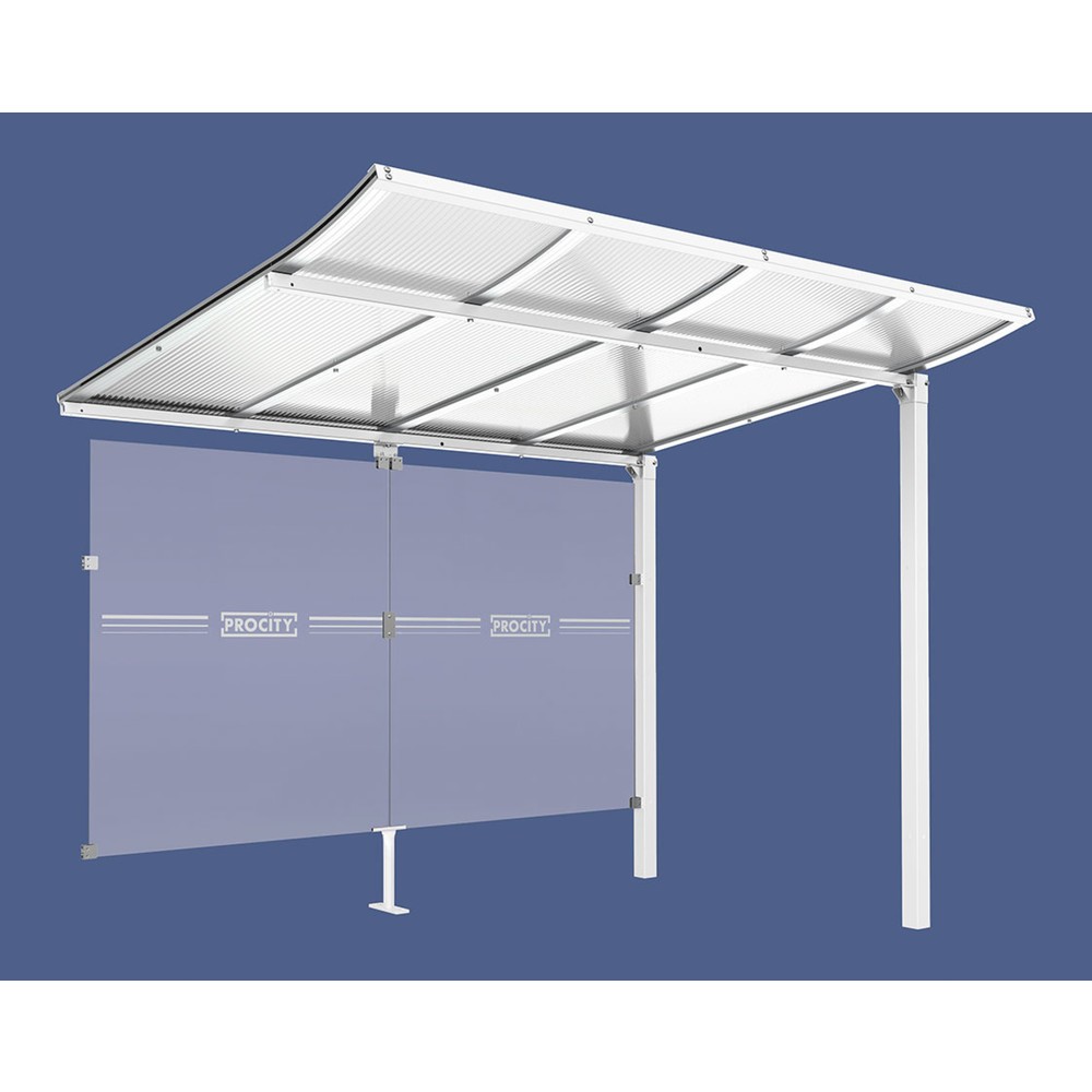 Produktabbildung: PROCITY® Fahrradüberdachung Modulo, All-In-One, Erweiterung, mit Rückwand, weiß