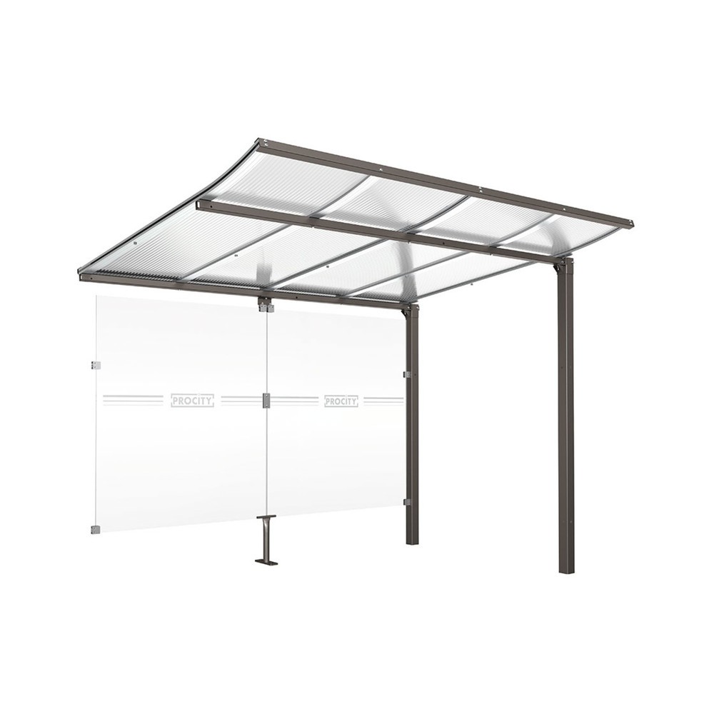 Produktabbildung: PROCITY® Fahrradüberdachung Modulo, All-In-One, Erweiterung, mit Rückwand, anthrazit