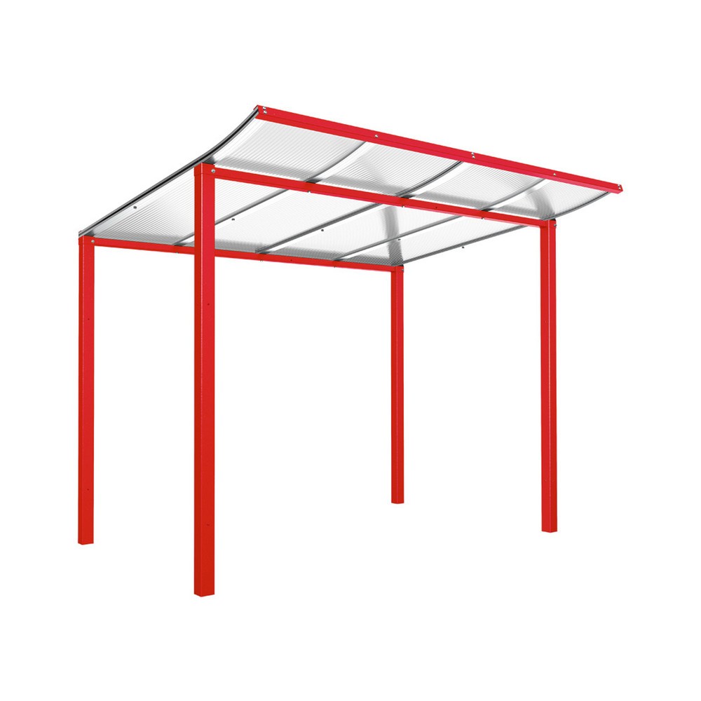 Produktabbildung: PROCITY® Fahrradüberdachung Modulo, Grundmodell, ohne Verkleidung, verkehrsrot