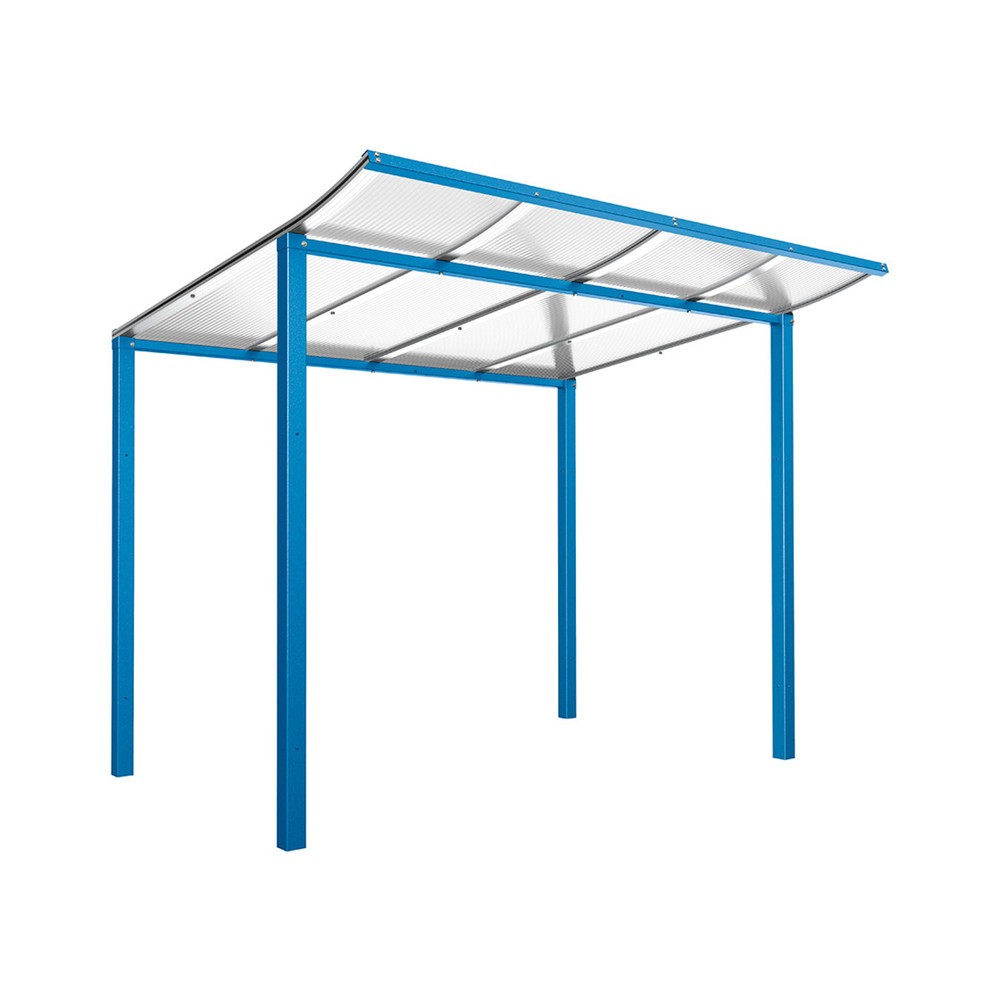 Produktabbildung: PROCITY® Fahrradüberdachung Modulo, Grundmodell, ohne Verkleidung, blau