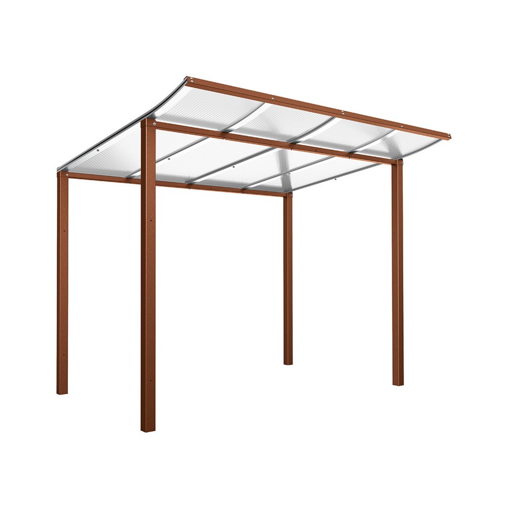 Produktabbildung: PROCITY® Fahrradüberdachung Modulo, Grundmodell, ohne Verkleidung, Rost Corten Effekt