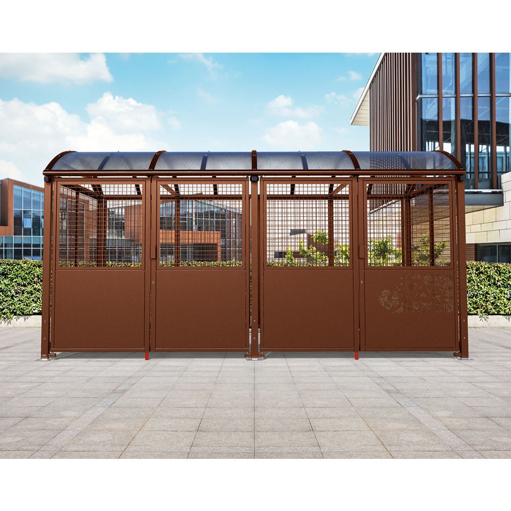 Produktabbildung Nr. 4: PROCITY® Fahrradunterstand L, Grundmodell, mit Verkleidungen und Tür mit Zahlencode, Stahlgitter feuerverzinkt, anthrazit