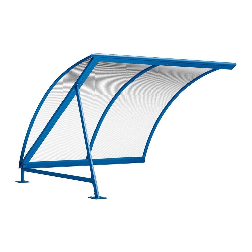 Produktabbildung: PROCITY® Halbmond-Überdachung, Erweiterung, ohne Fahrradständer, blau