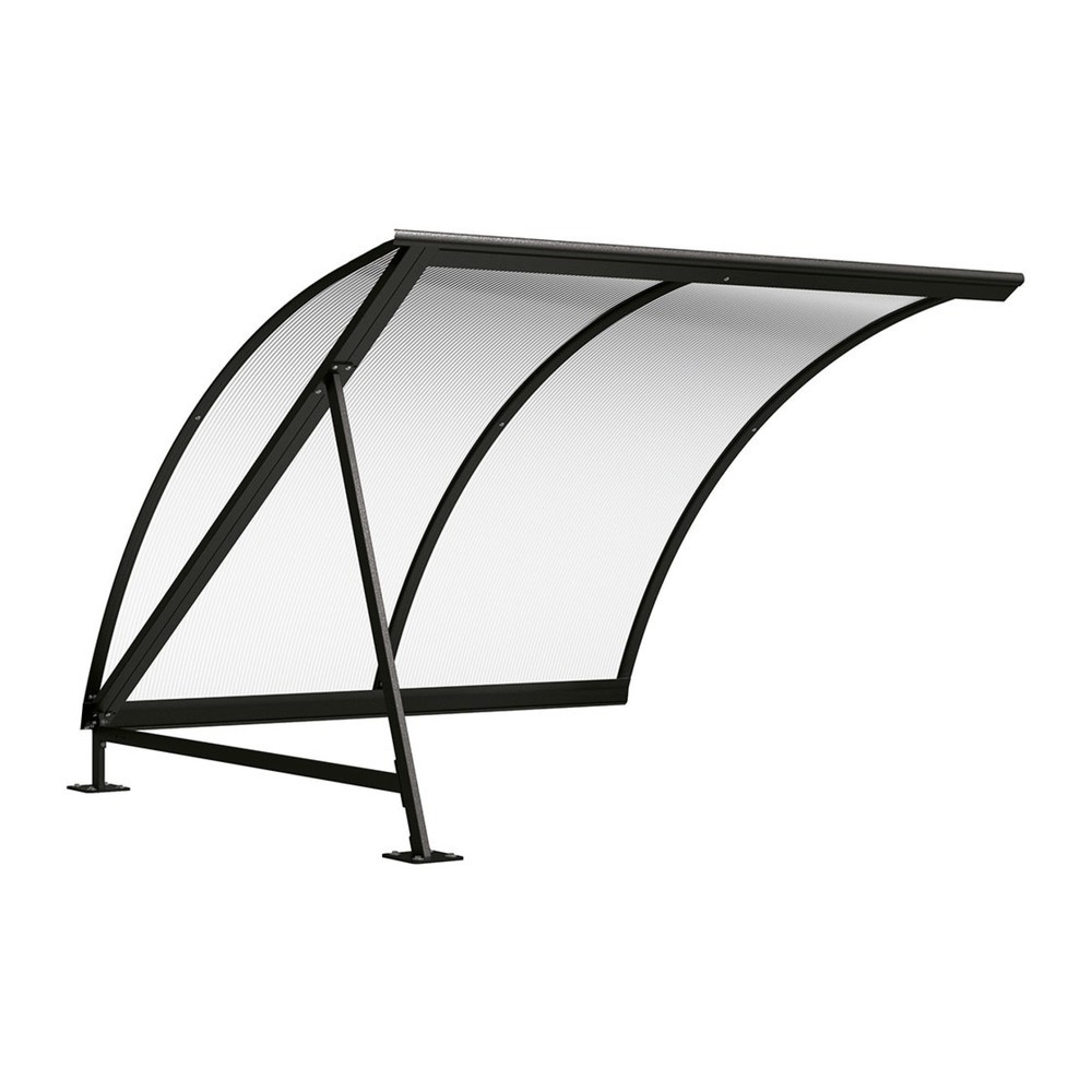 Produktabbildung: PROCITY® Halbmond-Überdachung, Erweiterung, ohne Fahrradständer, schwarz