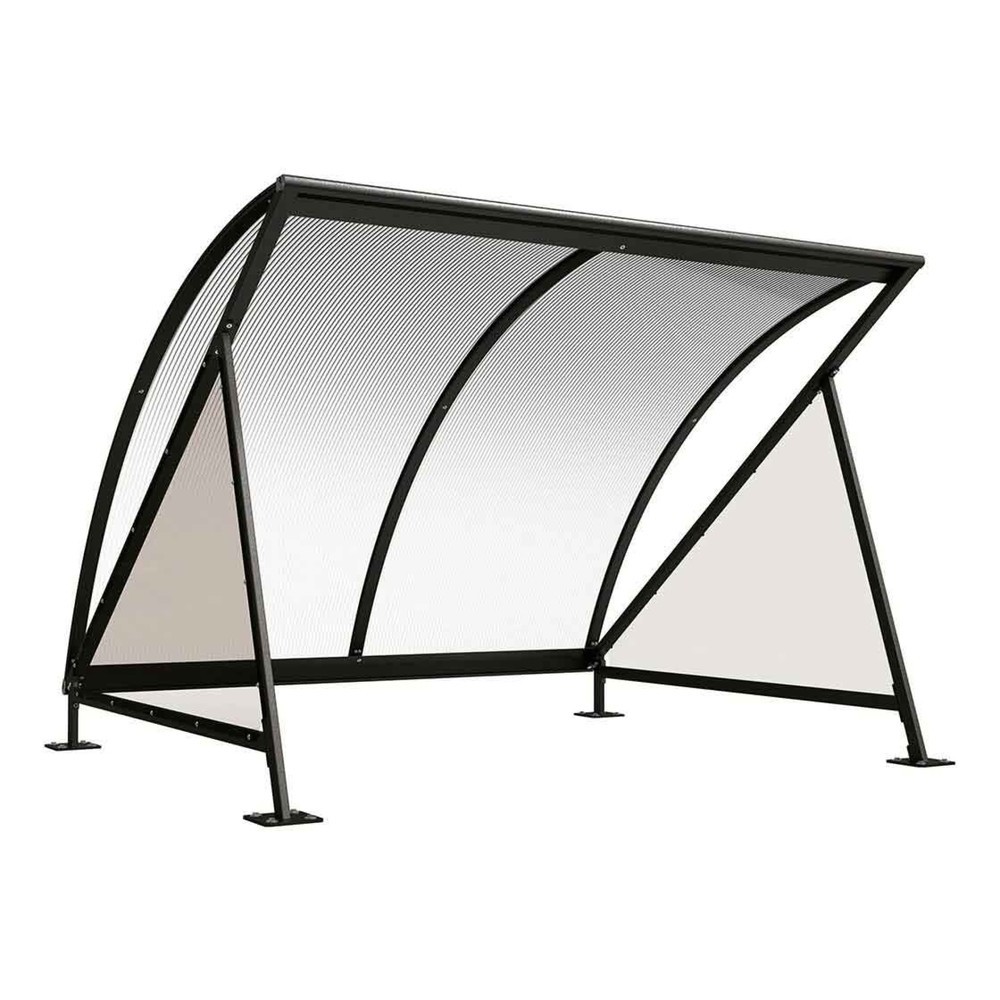 Produktabbildung: PROCITY® Halbmond-Überdachung, Grundmodell, ohne Fahrradständer, schwarz