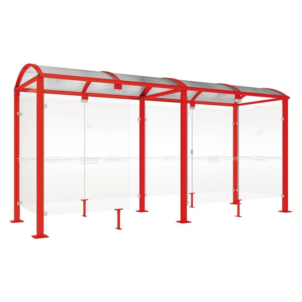 Produktabbildung: PROCITY® Raucherunterstand Klassik M, BxT 5.000 x 1.560 mm, verkehrsrot