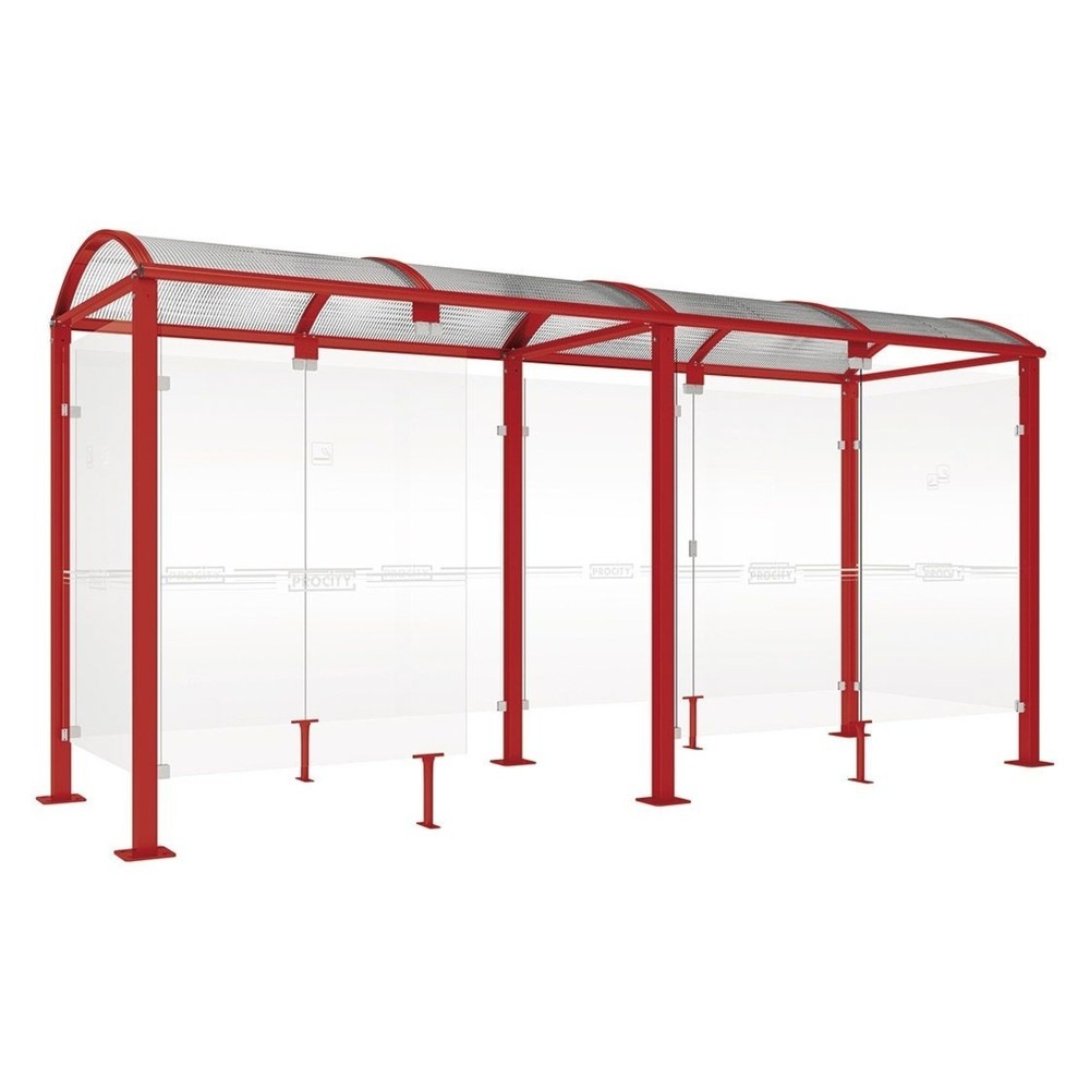 Produktabbildung: PROCITY® Raucherunterstand Klassik M, BxT 5.000 x 1.560 mm, purpurrot