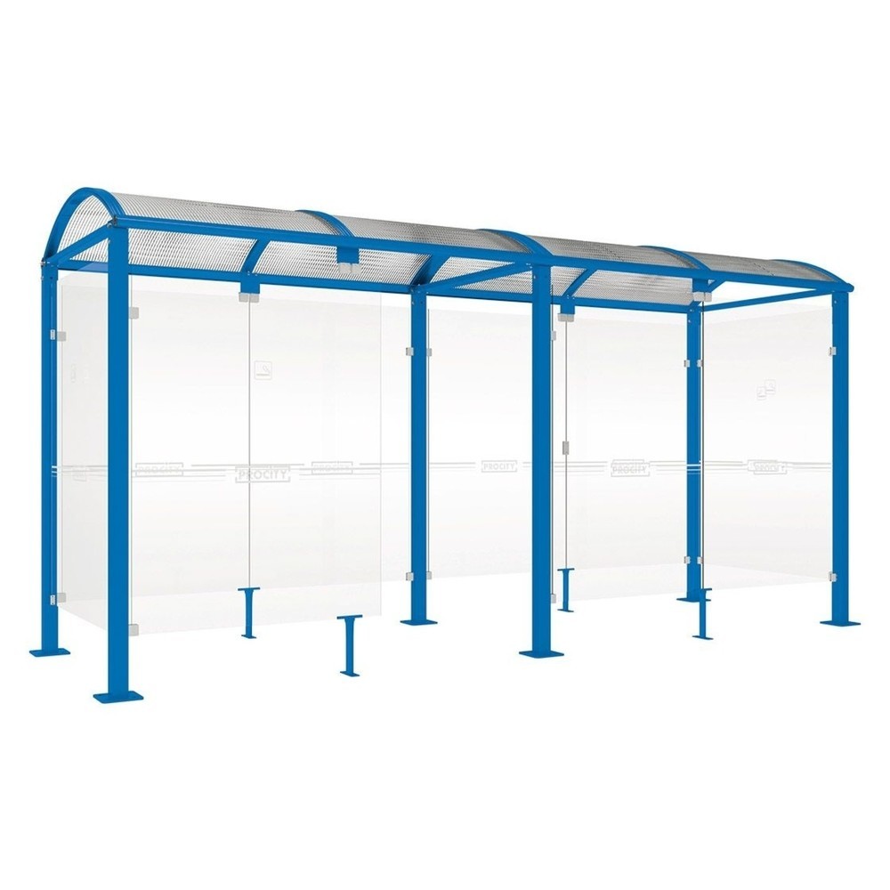 Produktabbildung: PROCITY® Raucherunterstand Klassik M, BxT 5.000 x 1.560 mm, blau
