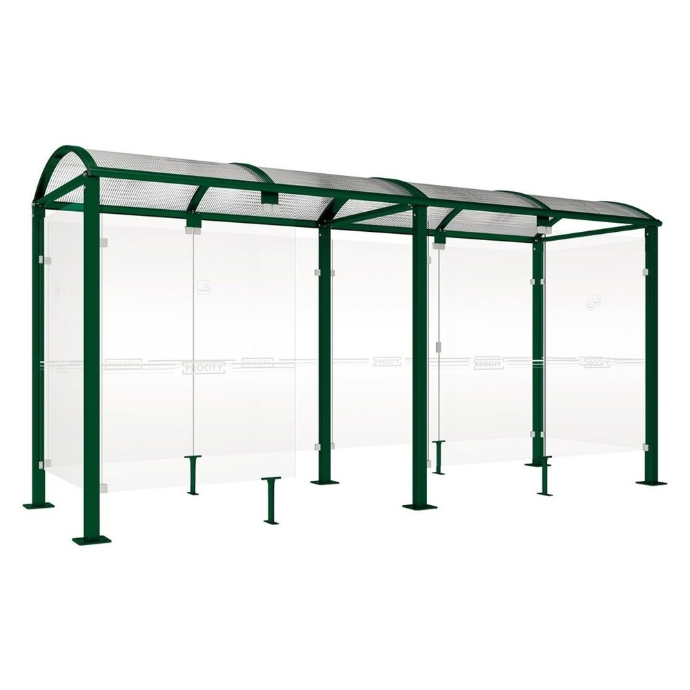 Produktabbildung: PROCITY® Raucherunterstand Klassik M, BxT 5.000 x 1.560 mm, grün