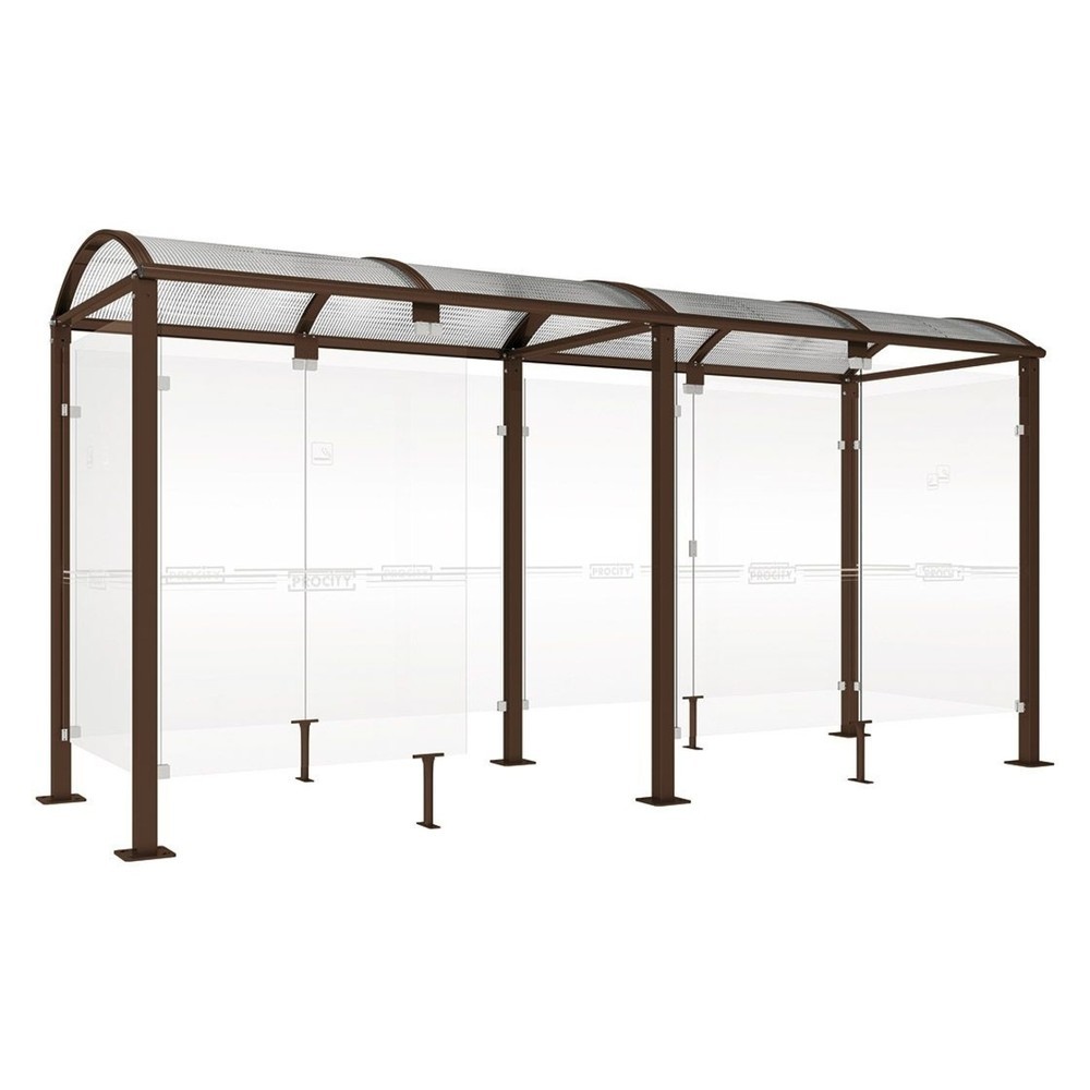 Produktabbildung: PROCITY® Raucherunterstand Klassik M, BxT 5.000 x 1.560 mm, braun