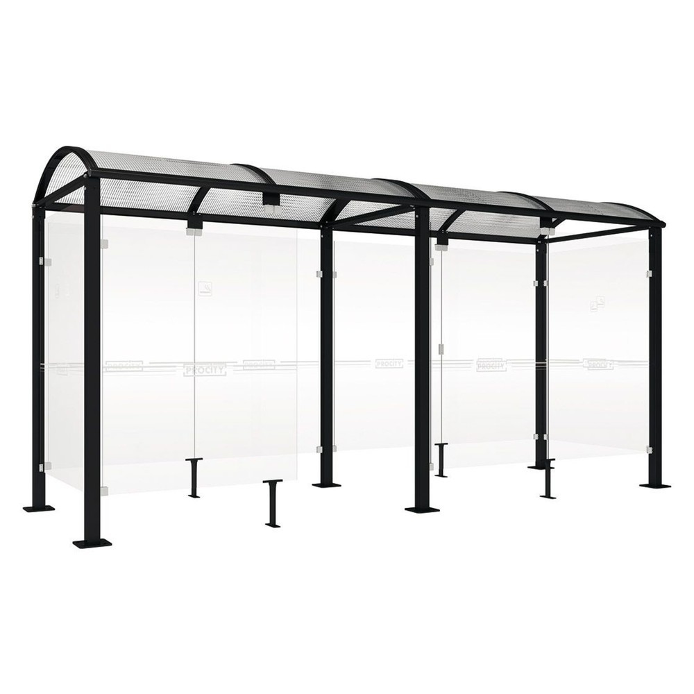 Produktabbildung: PROCITY® Raucherunterstand Klassik M, BxT 5.000 x 1.560 mm, schwarz
