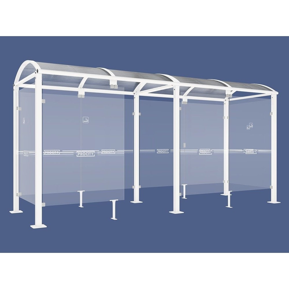 Produktabbildung: PROCITY® Raucherunterstand Klassik M, BxT 5.000 x 1.560 mm, weiß
