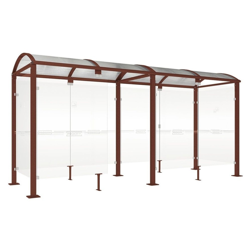 Produktabbildung: PROCITY® Raucherunterstand Klassik M, BxT 5.000 x 1.560 mm, Rost Corten Effekt
