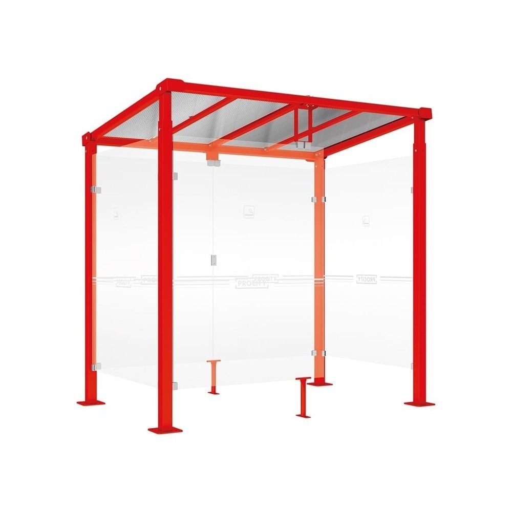 Produktabbildung: PROCITY® Raucherunterstand Milano, BxT 2.520 x 1.560 mm, verkehrsrot