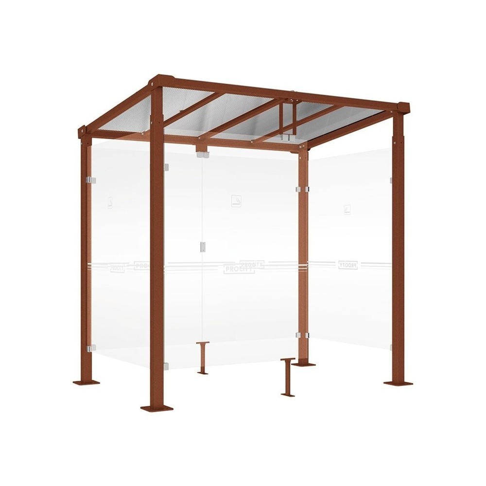 Produktabbildung: PROCITY® Raucherunterstand Milano, BxT 2.520 x 1.560 mm, Rost Corten Effekt