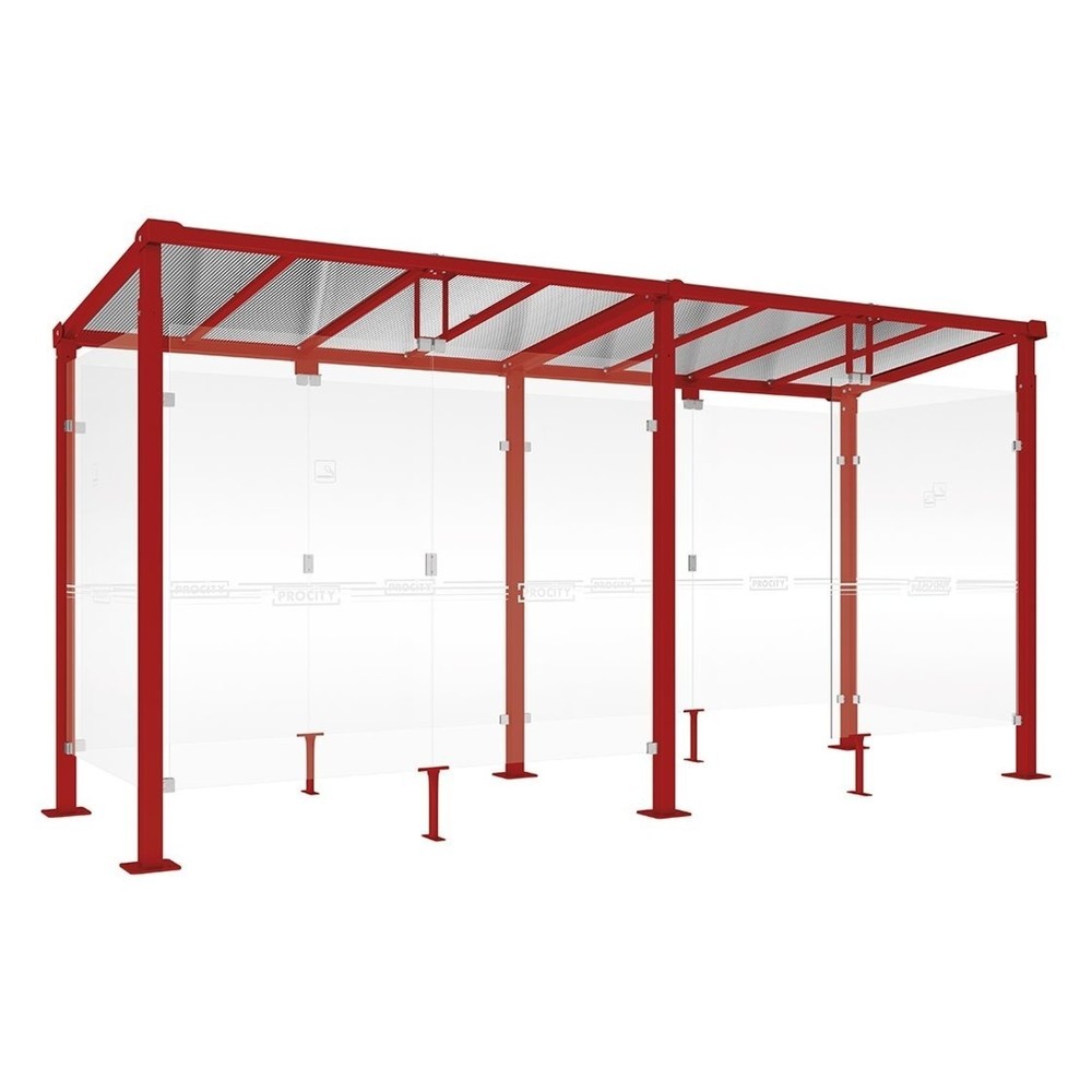 Produktabbildung: PROCITY® Raucherunterstand Milano, BxT 5.040 x 1.560 mm, purpurrot