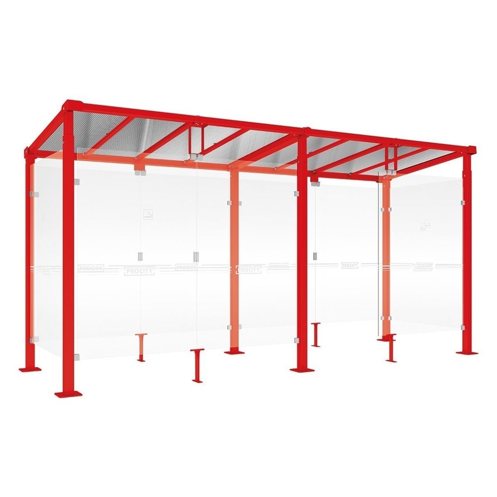 Produktabbildung: PROCITY® Raucherunterstand Milano, BxT 5.040 x 1.560 mm, verkehrsrot