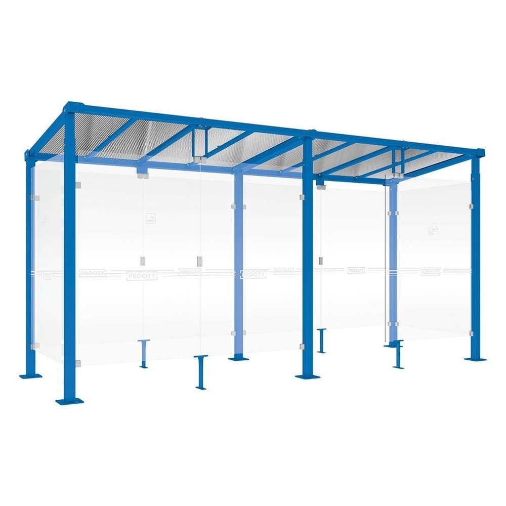 Produktabbildung: PROCITY® Raucherunterstand Milano, BxT 5.040 x 1.560 mm, blau