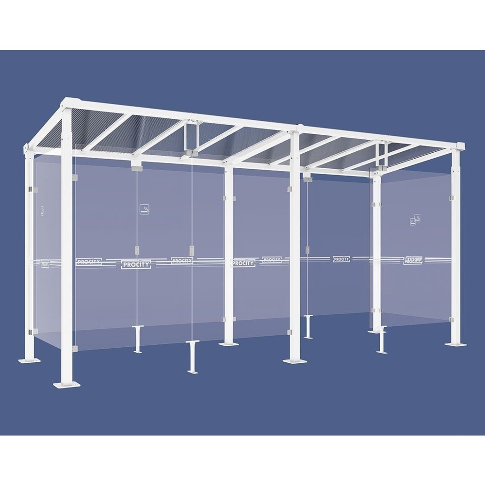 Produktabbildung: PROCITY® Raucherunterstand Milano, BxT 5.040 x 1.560 mm, weiß