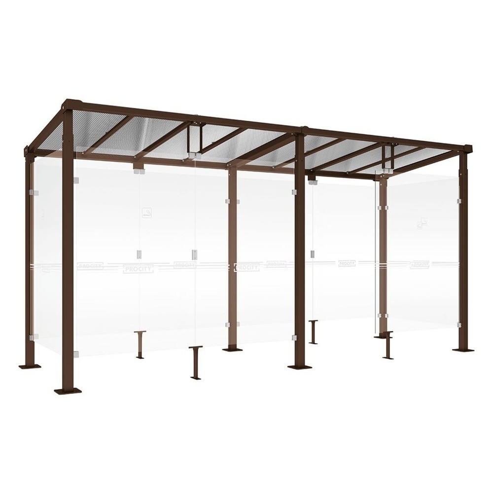 Produktabbildung: PROCITY® Raucherunterstand Milano, BxT 5.040 x 1.560 mm, braun