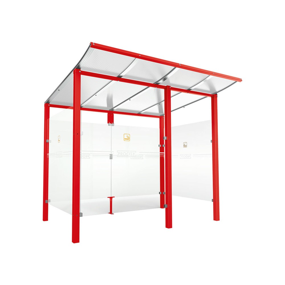 Produktabbildung: PROCITY® Raucherunterstand Modulo, mit Frontverkleidung, BxT 2.5010 x 1.990 mm, verkehrsrot