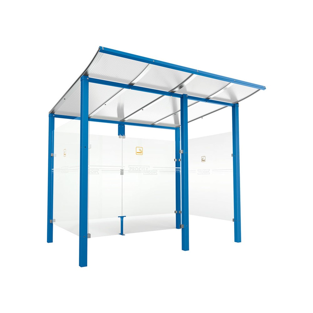 Produktabbildung: PROCITY® Raucherunterstand Modulo, mit Frontverkleidung, BxT 2.5010 x 1.990 mm, blau