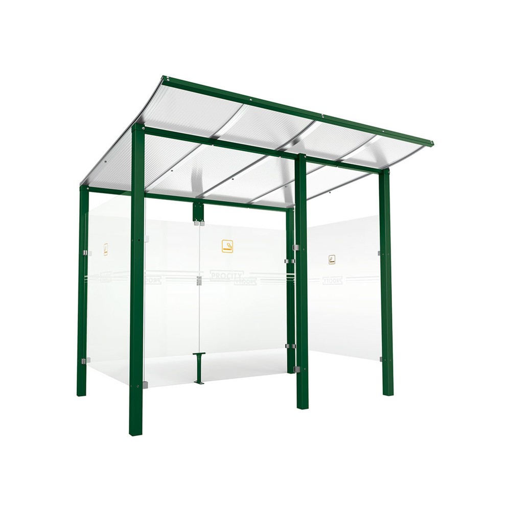 Produktabbildung: PROCITY® Raucherunterstand Modulo, mit Frontverkleidung, BxT 2.5010 x 1.990 mm, moosgrün