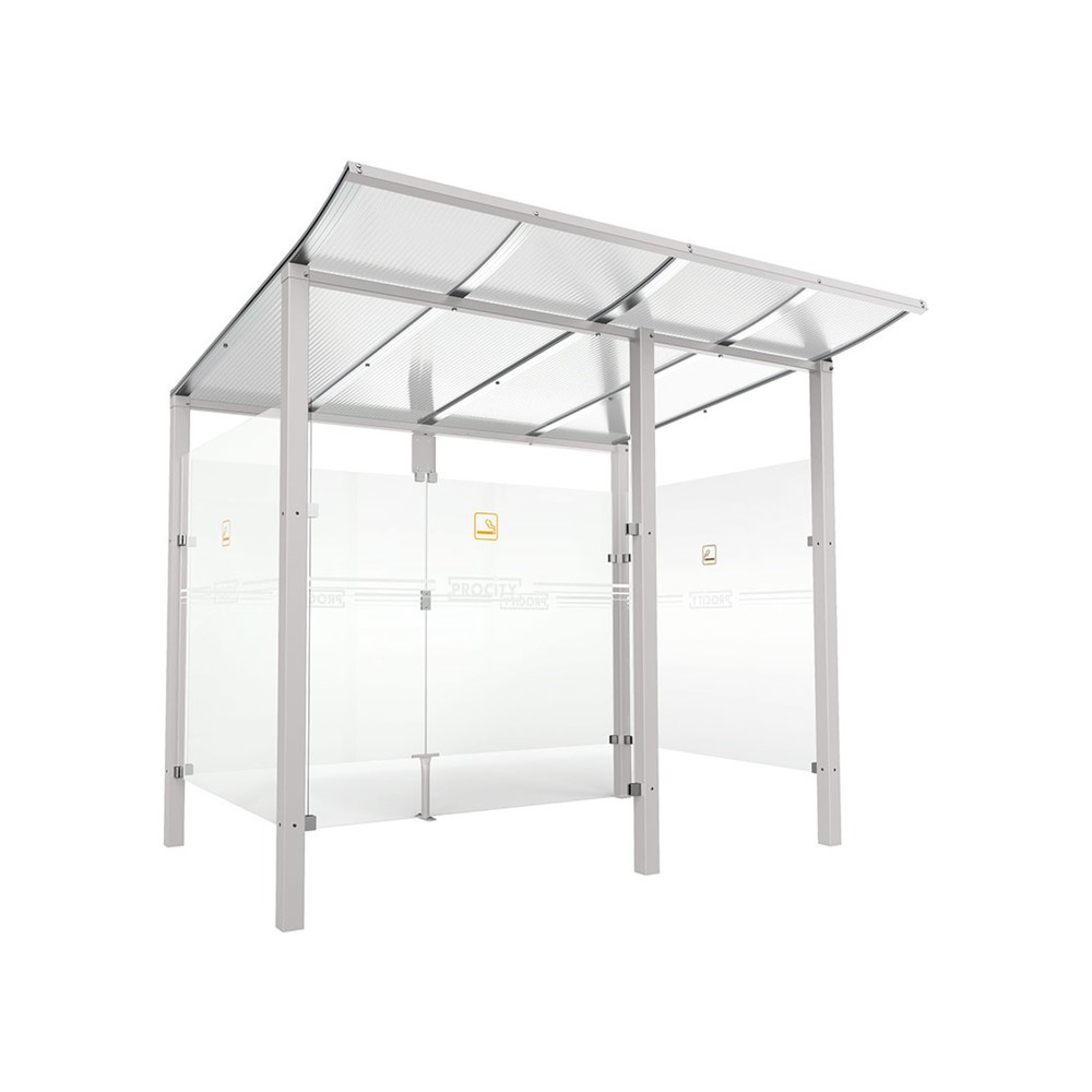 Produktabbildung: PROCITY® Raucherunterstand Modulo, mit Frontverkleidung, BxT 2.5010 x 1.990 mm, grau