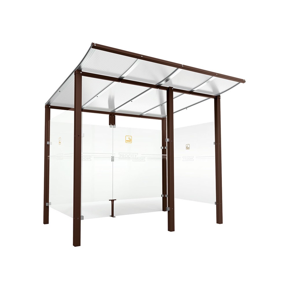 Produktabbildung: PROCITY® Raucherunterstand Modulo, mit Frontverkleidung, BxT 2.5010 x 1.990 mm, braun