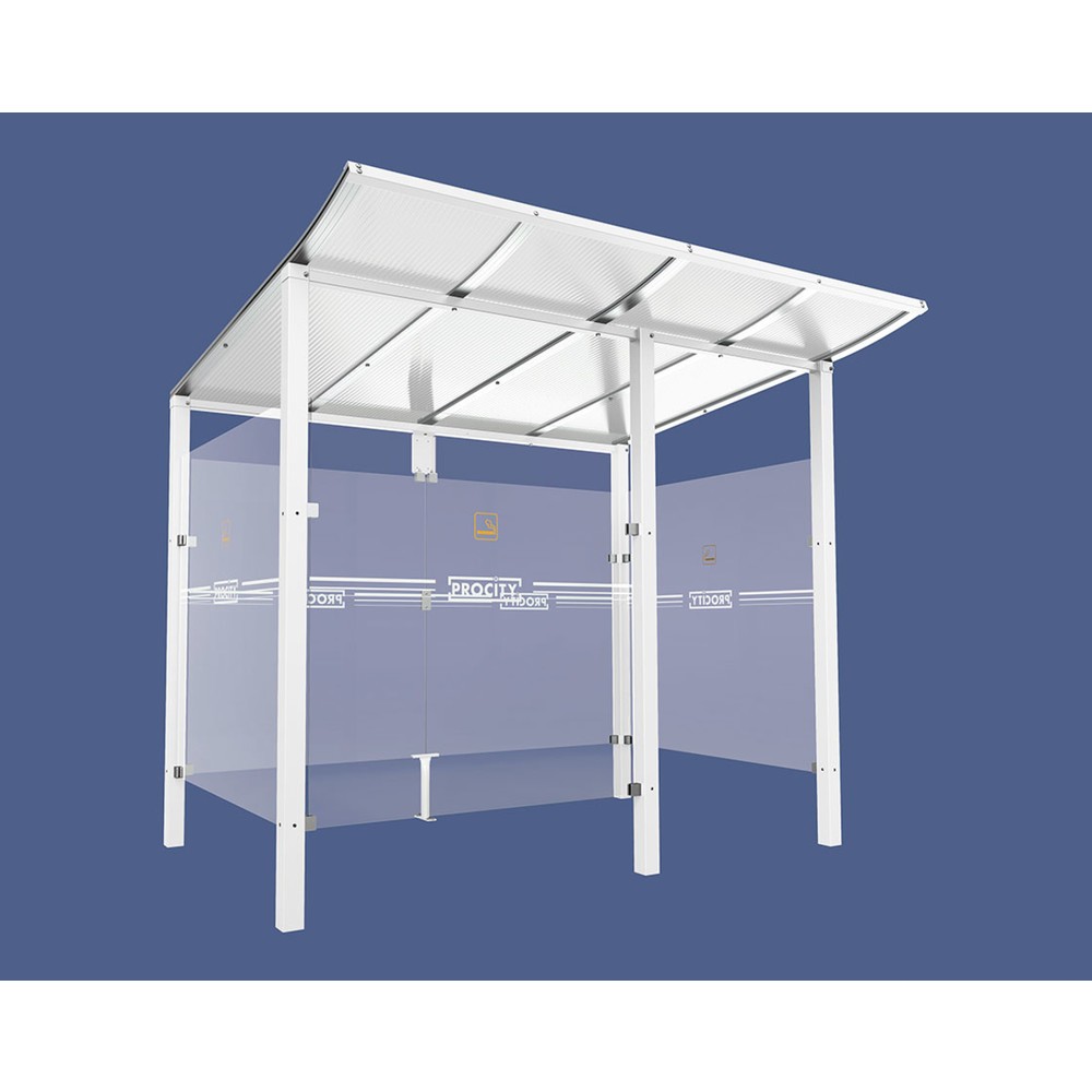 Produktabbildung: PROCITY® Raucherunterstand Modulo, mit Frontverkleidung, BxT 2.5010 x 1.990 mm, weiß