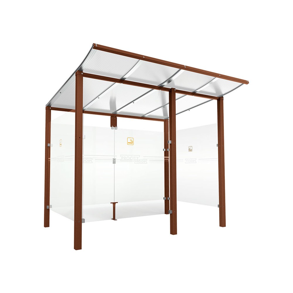 Produktabbildung: PROCITY® Raucherunterstand Modulo, mit Frontverkleidung, BxT 2.5010 x 1.990 mm, Rost Corten Effekt