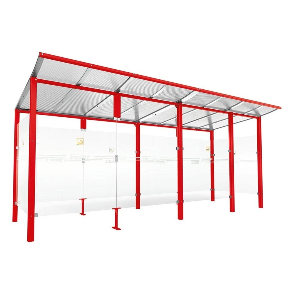 Produktabbildung: PROCITY® Raucherunterstand Modulo, mit Frontverkleidung, BxT 5.020 x 1.990 mm, verkehrsrot