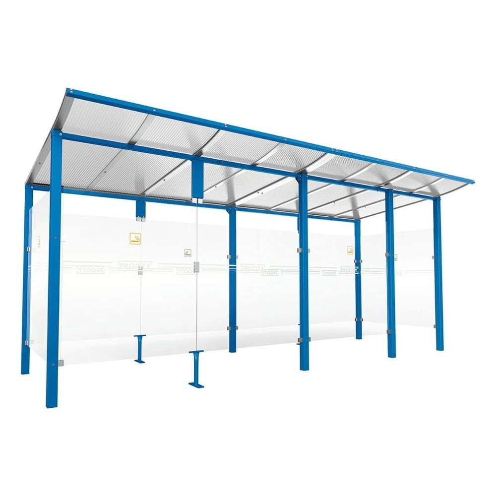 Produktabbildung: PROCITY® Raucherunterstand Modulo, mit Frontverkleidung, BxT 5.020 x 1.990 mm, blau