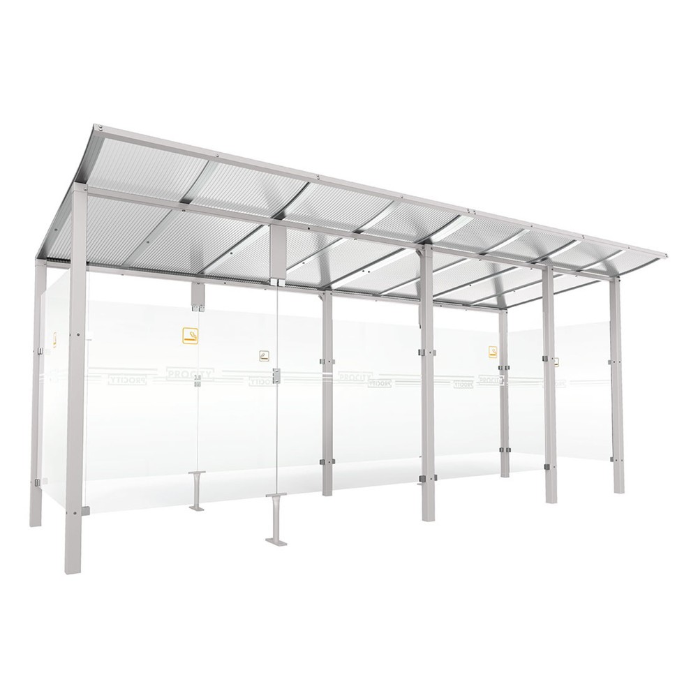 Produktabbildung: PROCITY® Raucherunterstand Modulo, mit Frontverkleidung, BxT 5.020 x 1.990 mm, grau