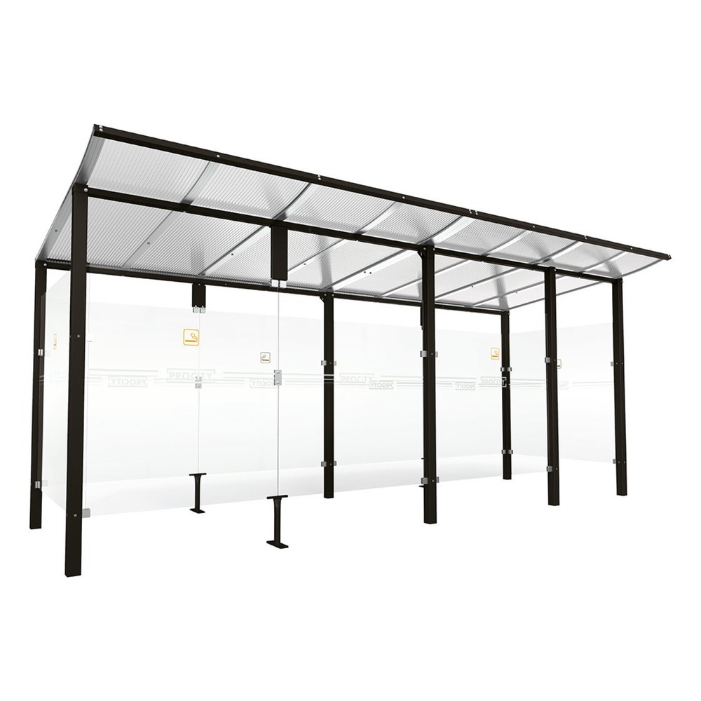 Produktabbildung: PROCITY® Raucherunterstand Modulo, mit Frontverkleidung, BxT 5.020 x 1.990 mm, schwarz
