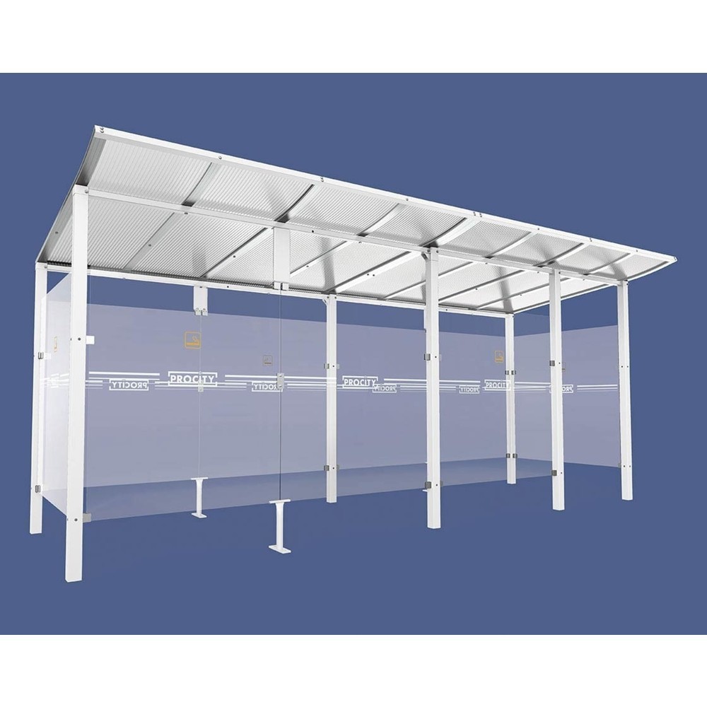 Produktabbildung: PROCITY® Raucherunterstand Modulo, mit Frontverkleidung, BxT 5.020 x 1.990 mm, weiß