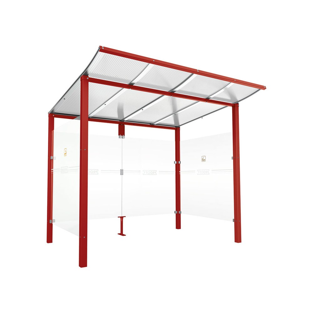 Produktabbildung: PROCITY® Raucherunterstand Modulo, ohne Frontverkleidung, BxT 2.5010 x 1.990 mm, purpurrot