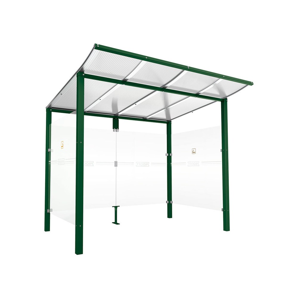 Produktabbildung: PROCITY® Raucherunterstand Modulo, ohne Frontverkleidung, BxT 2.5010 x 1.990 mm, moosgrün