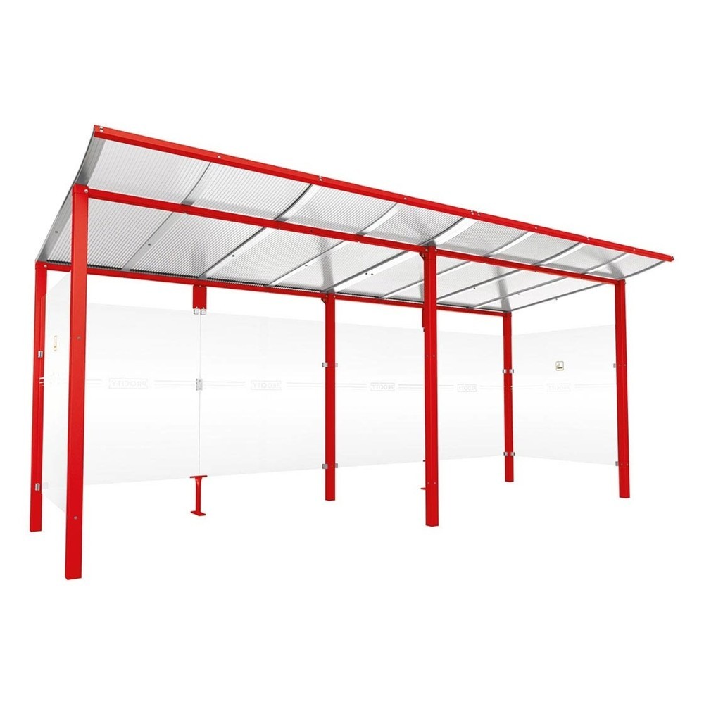 Produktabbildung: PROCITY® Raucherunterstand Modulo, ohne Frontverkleidung, BxT 5.020 x 1.990 mm, verkehrsrot