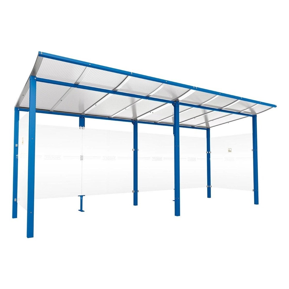 Produktabbildung: PROCITY® Raucherunterstand Modulo, ohne Frontverkleidung, BxT 5.020 x 1.990 mm, blau