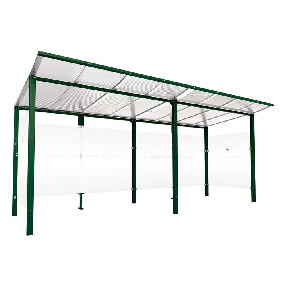 Produktabbildung: PROCITY® Raucherunterstand Modulo, ohne Frontverkleidung, BxT 5.020 x 1.990 mm, moosgrün