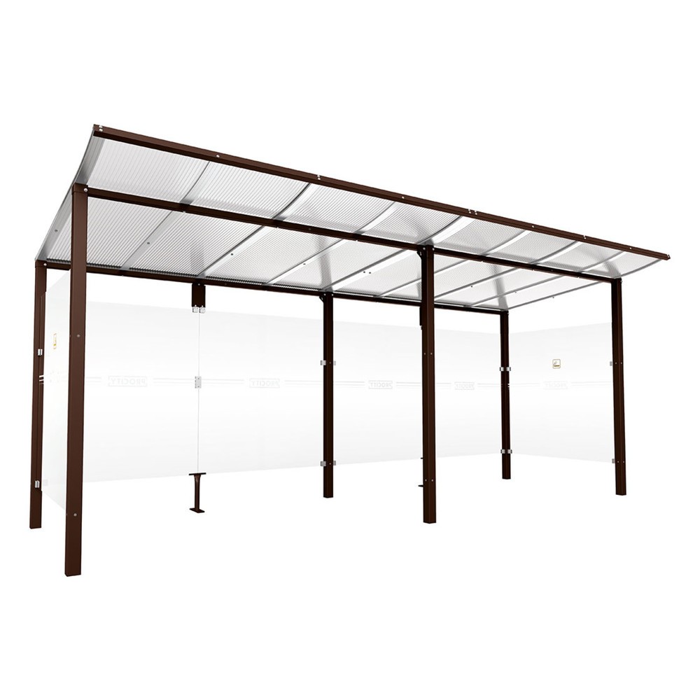 Produktabbildung: PROCITY® Raucherunterstand Modulo, ohne Frontverkleidung, BxT 5.020 x 1.990 mm, braun