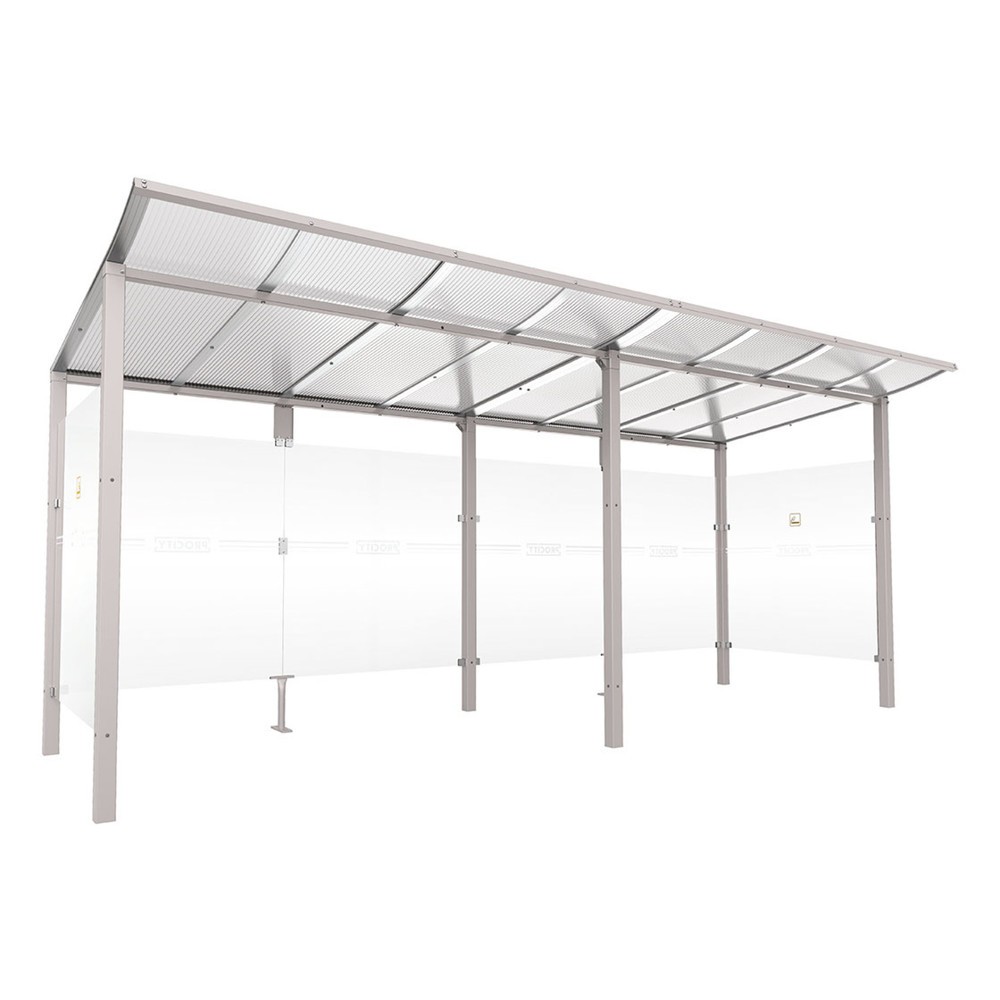 Produktabbildung: PROCITY® Raucherunterstand Modulo, ohne Frontverkleidung, BxT 5.020 x 1.990 mm, grau