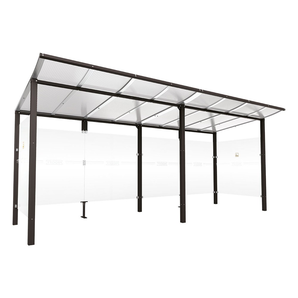 Produktabbildung: PROCITY® Raucherunterstand Modulo, ohne Frontverkleidung, BxT 5.020 x 1.990 mm, schwarz