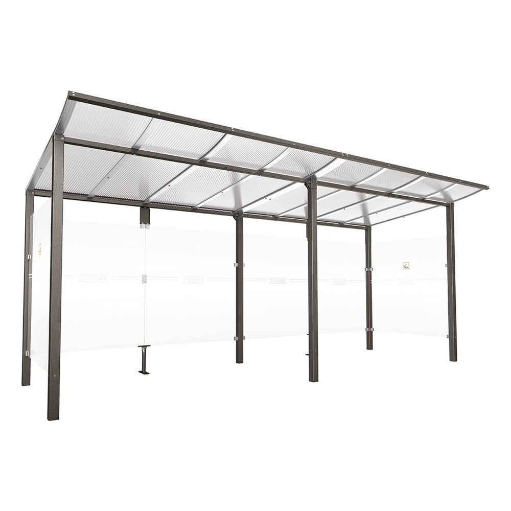 Produktabbildung: PROCITY® Raucherunterstand Modulo, ohne Frontverkleidung, BxT 5.020 x 1.990 mm, anthrazit