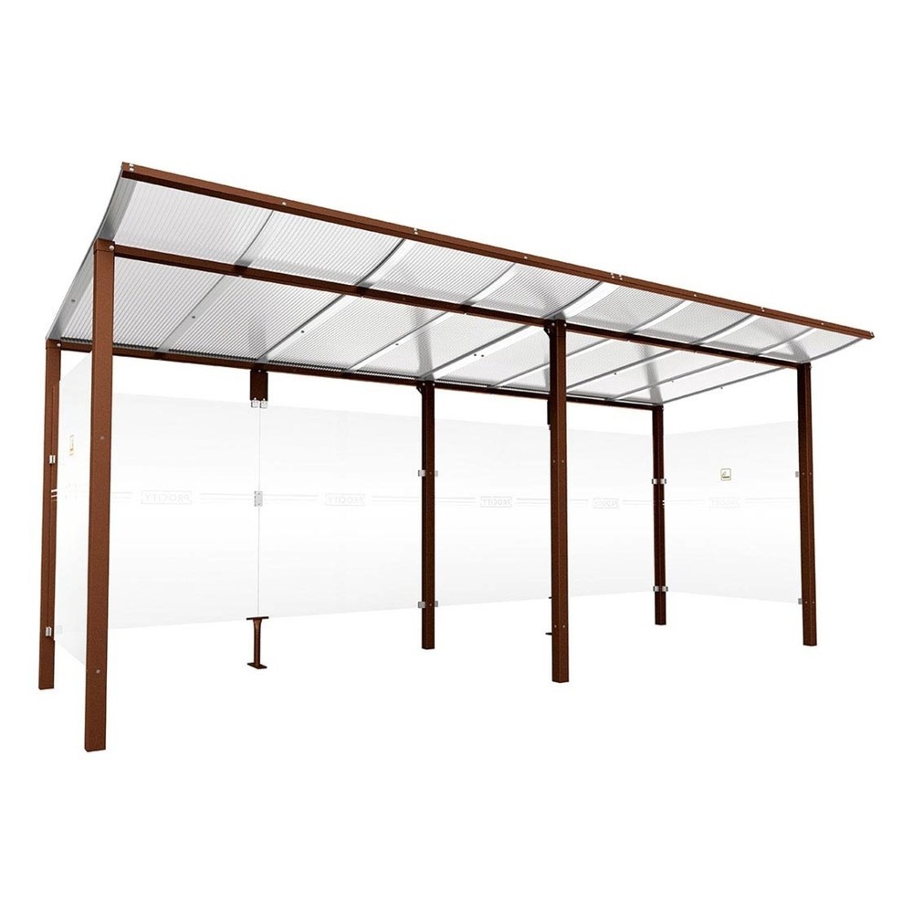 Produktabbildung: PROCITY® Raucherunterstand Modulo, ohne Frontverkleidung, BxT 5.020 x 1.990 mm, Rost Corten Effekt