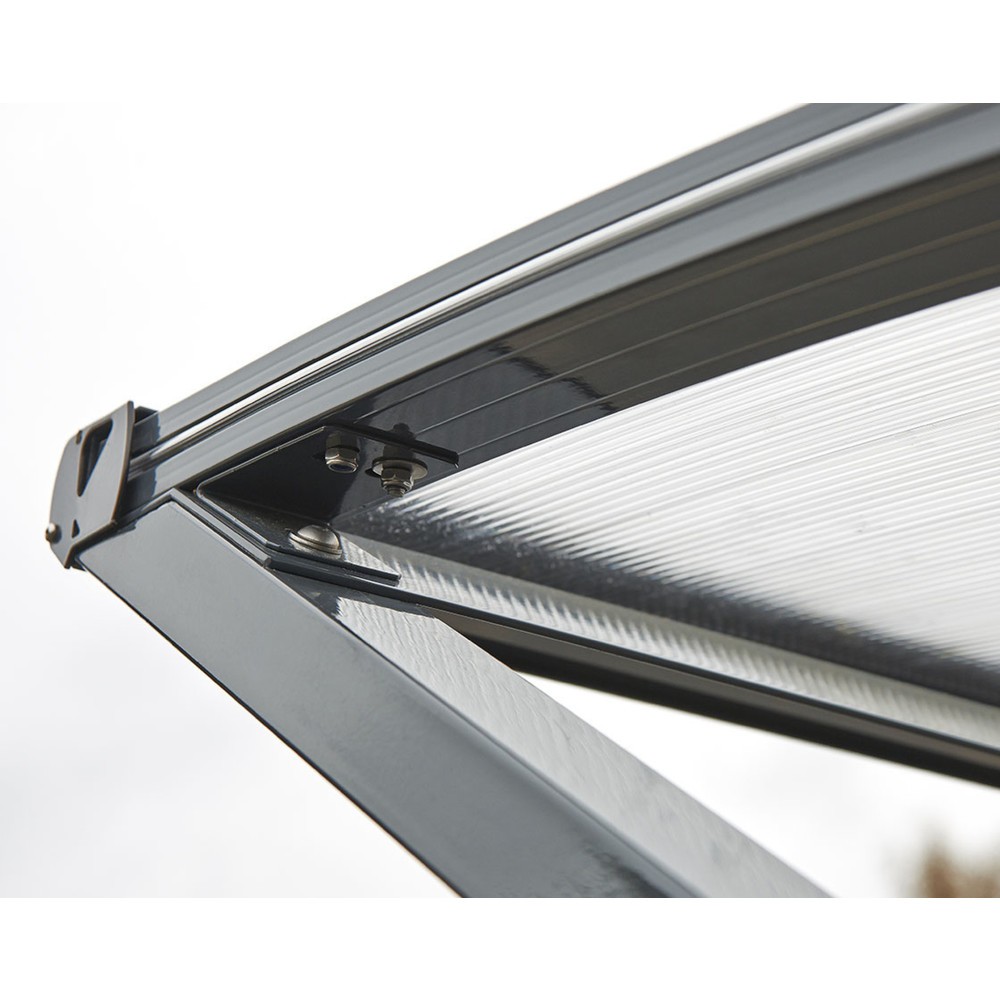 Produktabbildung Nr. 2: PROCITY® Halbmond-Überdachung, Grundmodell, mit getönten Verkleidungen, Fahrradständer 6 Plätze, anthrazit