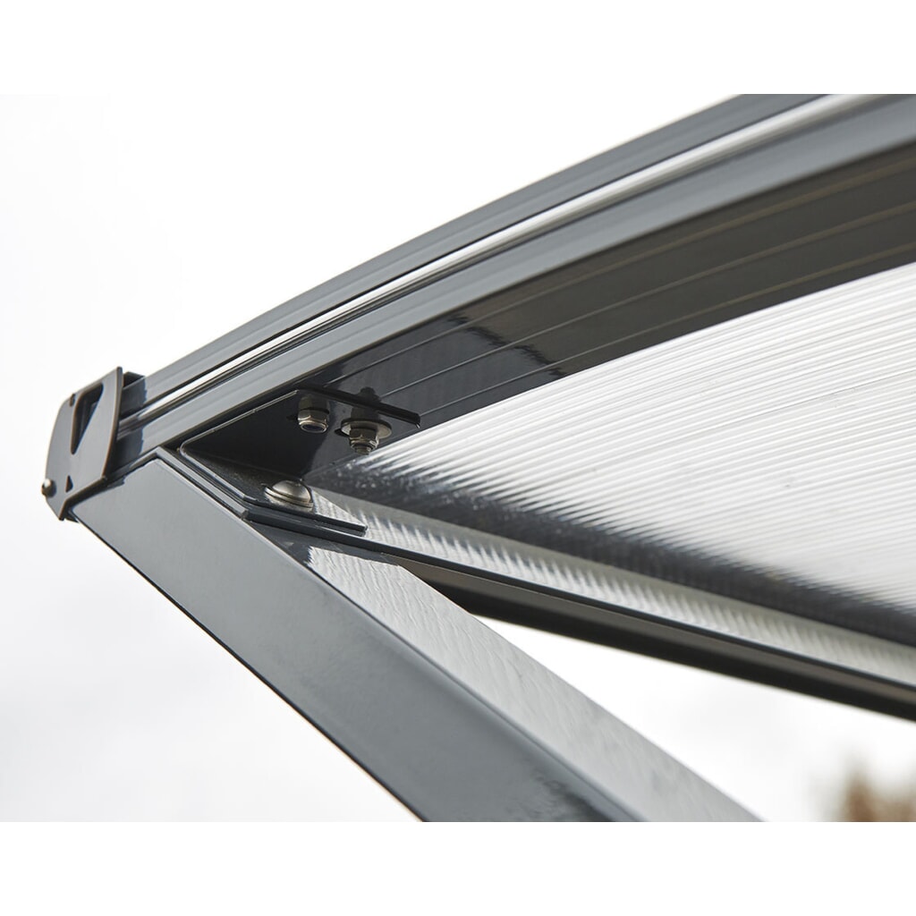 Produktabbildung Nr. 2: PROCITY® Halbmond-Überdachung, Anbaueinheit, mit getönten Verkleidungen, Fahrradständer 6 Plätze, anthrazit